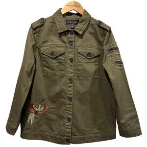 Colleen Lopez Phoenix Embroidered Military Utility Jacket, Olive, M